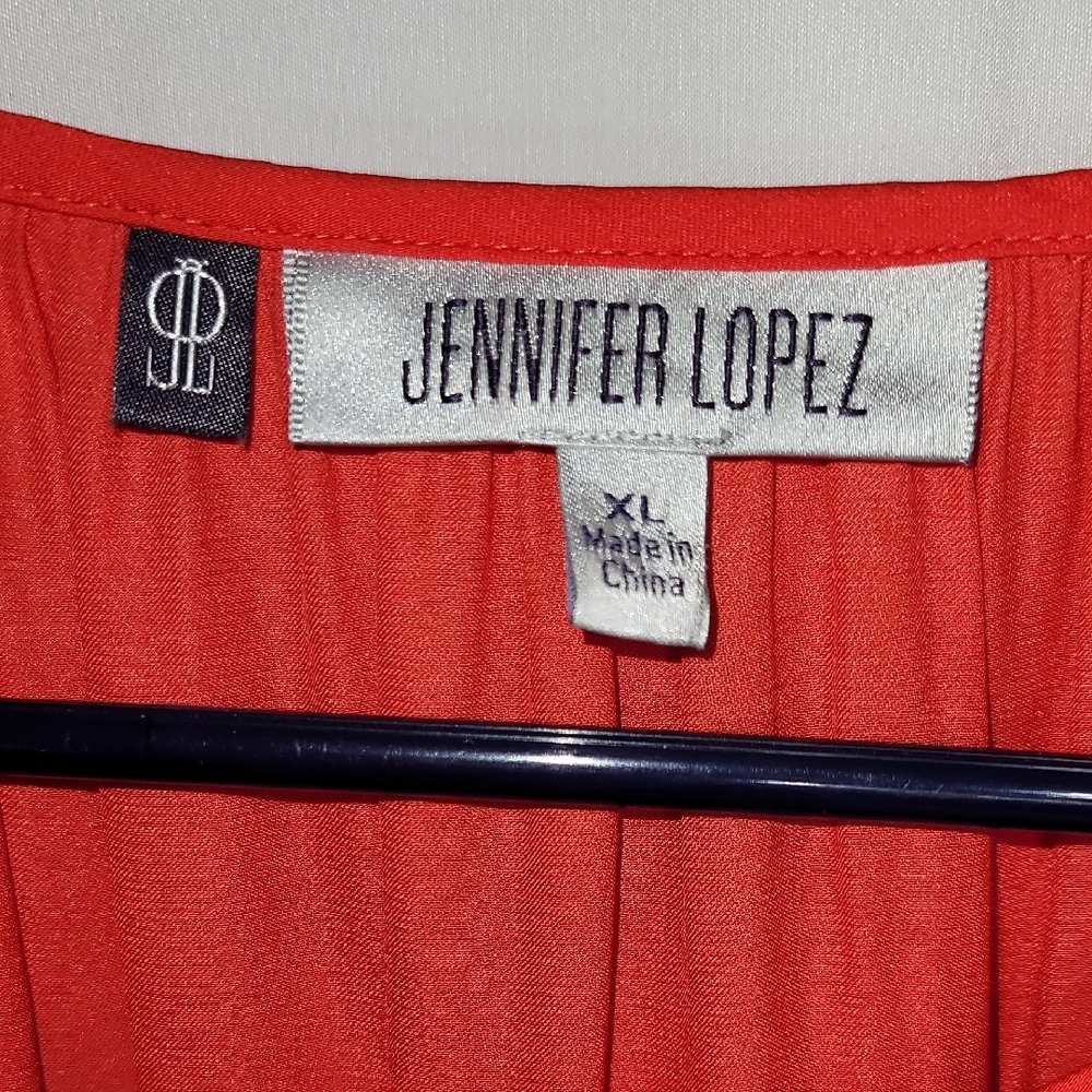Jennifer Lopez Orange 3/4 Sleeve Tie Front Blouse - Picture 2 of 8